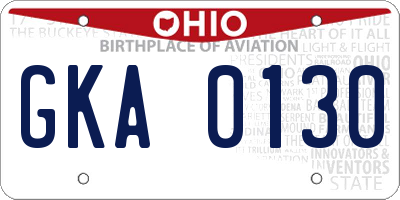 OH license plate GKA0130