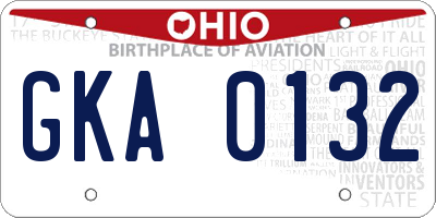 OH license plate GKA0132