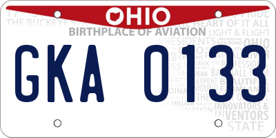 OH license plate GKA0133