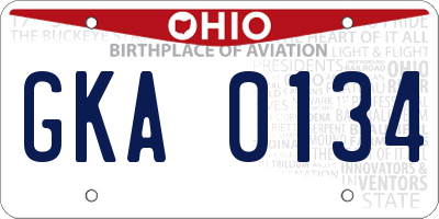 OH license plate GKA0134