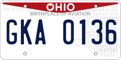 OH license plate GKA0136