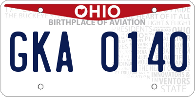 OH license plate GKA0140