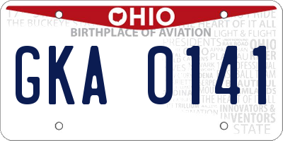 OH license plate GKA0141
