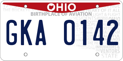OH license plate GKA0142