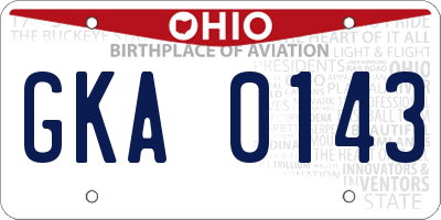 OH license plate GKA0143
