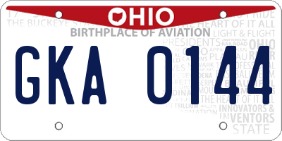 OH license plate GKA0144