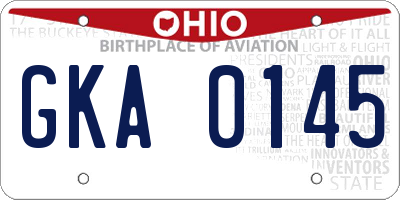 OH license plate GKA0145