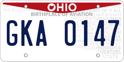 OH license plate GKA0147