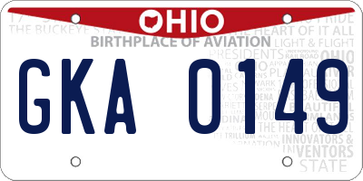OH license plate GKA0149