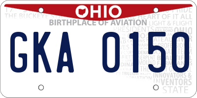 OH license plate GKA0150