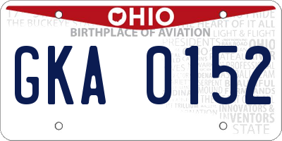 OH license plate GKA0152