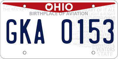 OH license plate GKA0153