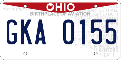 OH license plate GKA0155