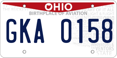 OH license plate GKA0158