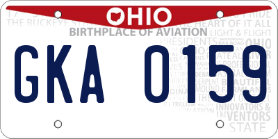 OH license plate GKA0159