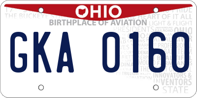OH license plate GKA0160