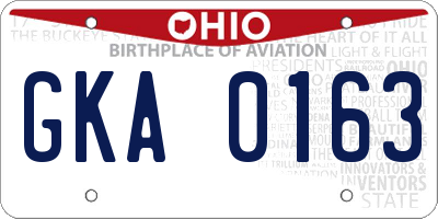 OH license plate GKA0163
