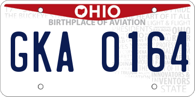 OH license plate GKA0164