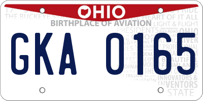 OH license plate GKA0165