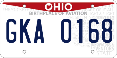 OH license plate GKA0168