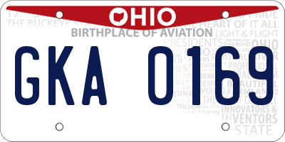 OH license plate GKA0169