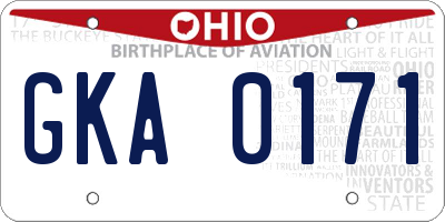 OH license plate GKA0171