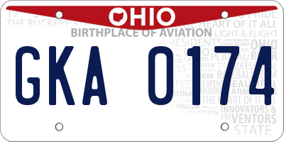 OH license plate GKA0174
