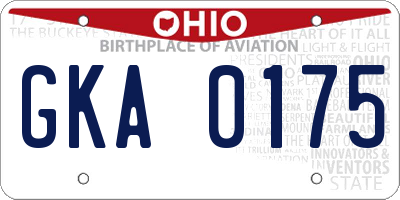 OH license plate GKA0175