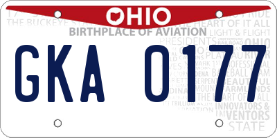 OH license plate GKA0177