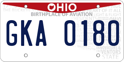 OH license plate GKA0180