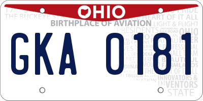 OH license plate GKA0181
