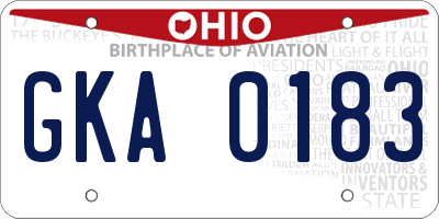 OH license plate GKA0183