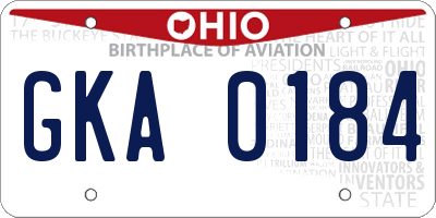 OH license plate GKA0184