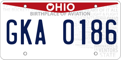 OH license plate GKA0186