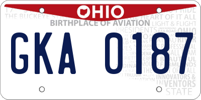 OH license plate GKA0187
