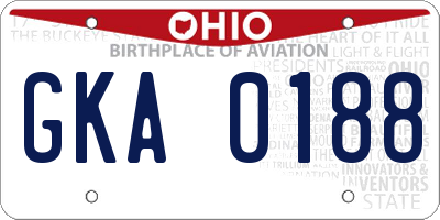 OH license plate GKA0188
