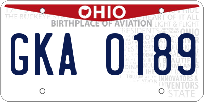 OH license plate GKA0189