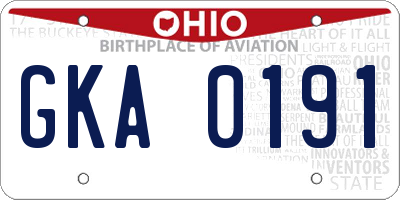 OH license plate GKA0191