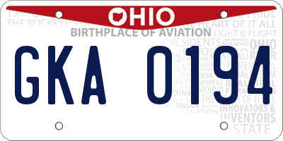 OH license plate GKA0194