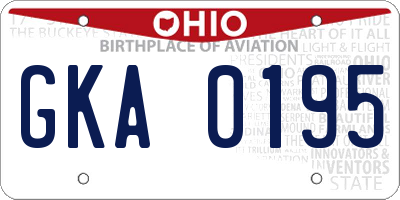 OH license plate GKA0195