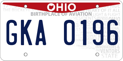OH license plate GKA0196