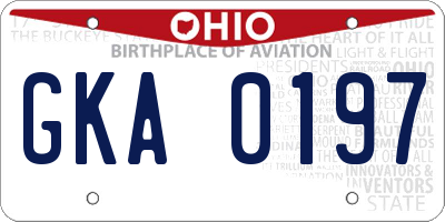 OH license plate GKA0197