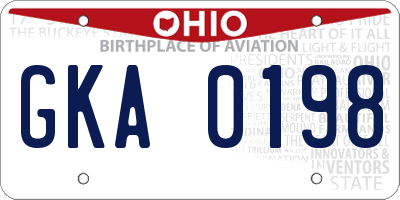 OH license plate GKA0198