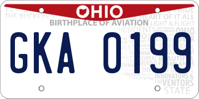 OH license plate GKA0199