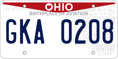 OH license plate GKA0208