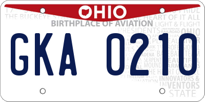 OH license plate GKA0210