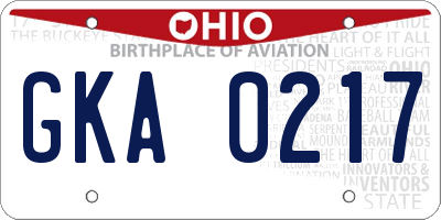 OH license plate GKA0217