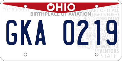 OH license plate GKA0219
