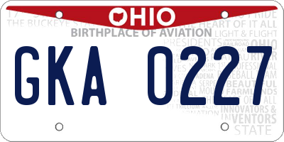 OH license plate GKA0227