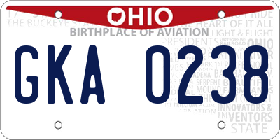 OH license plate GKA0238